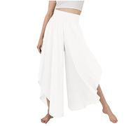 Culottes Hosen Damen Sommer- Palazzo Hose Damen High Waist, Yogahose Damen mit Schlitz Culotte Haremshose Hippie Pilate Yoga Weites Bein Baggy Große Größen Schlaghose Sommerhose