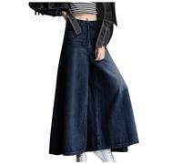 Culottes Jeans Hose Damen 7/8 Sommerhose Elegant Hosenrock Palazzo Hose Leichte Culotte Hose Weites Bein Denim Hose Baggy Jeans High Waisted Sommerhose Culottes Hosen Damen Sommer