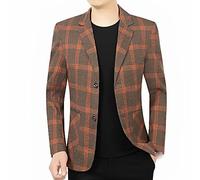 CuLtP Anzugsakko Herren,Vintage-Herren-Slim-Fit-Blazer, Langärmelig, Reverskragen, 2 Knöpfe, Formelle Business-Anzugjacken, Karierte Anzugjacke, Klassische Schicke Blazer, Leichte Jacken, Orange, XL