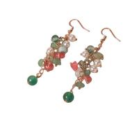 CuLtP Böhmischer Natürlicher Aventurin Trommelstein Edelstein Kristall Ohrhänger Mit Haken Ohrring, Kristall Edelstein Chakra Ohrhänger, Schmuck, Geschenk Für Frauen Und Mädchen