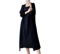 CuLtP Bolero Damen Lange Bolerojacke Für Damen Im Sommer Leicht Aus Eisseide Transparent Shrug Staubmantel Strickjacke Vorne Offen Lässige Robe Bluse Abendkleider Cape Überzüge Schwarz L