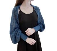 CuLtP Bolero für Abendkleider Langarm Bolero Cardigan Für Damen Häkel Mesh Achselzuckenoberteile Sommer Eisseidenschal Umhang Einfarbig Damen Abendjacken Kleider Achselzucken Cover Ups Mantel Dunk