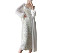 CuLtP Bolero Für Abendkleider Lange Bolero Jacke Für Damen Sommer Leicht Eisseide Durchsichtig Strickjacke Vorne Offen Lässige Robe Bluse Abendkleider Cape Cover Ups Weiß M