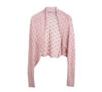 CuLtP Cardigan Damen Bolero Cardigan Für Damen Lange Ärmel Achselzucken Sommerjacke Aus Gehäkeltem Netzstoff Schal Aus Eisseide Cover Ups Damen Abendkleid Hochzeit Cape Mantel Rosa Xs