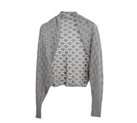 CuLtP Cardigan Damen elegant Damen Bolero Cardigan Mit Langen Ärmeln Achselzucken Tops Sommer Häkel Mesh Jacke Schal Aus Eisseide Cover Ups Damen Abendkleid Hochzeit Cape Mantel Khaki M