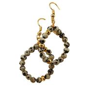 CuLtP Creolen Mit Perlenanhänger, Baumelnde Hakenohrringe, Dalmatiner-Jaspis-Tropfenheilungsohrringe, Reiki-Balance-Kristallohrringe, Edelstein-Yoga-Schmuck Für Frauen Und Mädchen Als Geschenk