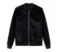 CuLtP Damen Bomberjacke Aus Samt, Leichte, Lässige, Glänzende Jacke, Baseballjacke Mit Reißverschluss, Outdoor Windbreaker Mantel Mit Taschen, Festivaljacke Für Damen, Schwarz, XL