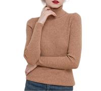 CuLtP Damen Slim Fit Leicht Langarm Rollkragenpullover, Gerippter Strickpullover, Pullover, Pullover, Damen Langarm Strickpullover, Warm, Kamel, Xs