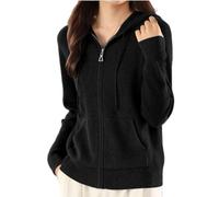 CuLtP Damen Strickjacke Mit Kapuze, Leichte Damen Strickjacke Mit Langen Ärmeln, Reißverschluss, Offener Vorderseite, Lässige Strickjacke Mit Taschen, Strickpullover Cardigan Abdeckungsjacke, Sch