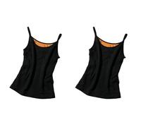 CuLtP Damen Thermo Unterhemd, Ärmellos, Mit Thermo Fleece Futter, Für Den Winter, Warmes Unterhemd, Tank Top Für Damen, Fleece Thermo Unterwäsche Für Damen, 2 Stück, Schwarz, S