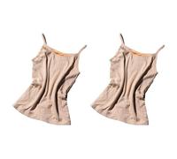 CuLtP Damen Thermo Unterhemd, Ärmellos, Mit Thermo Fleece Gefüttert, Für Den Winter, Warmes Unterhemd, Tank Top Für Damen, Fleece Thermo Unterwäsche Für Damen, 2 Stück, Aprikosenfarbe, S