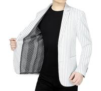 CuLtP Herren Sakko,Leichter Herren-Blazer, Reguläre Passform, Lange Ärmel, 2 Knöpfe, Dünn, Maßgeschneiderter Blazer, Streifen, Strickjacke, Lässig, Business, Eleganter Anzug, Sportmantel, Smoking, W