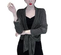 CuLtP J?Ckchen Für Abendkleid Glitzernde Boleros Für Damen Langärmelige Transparente Strickjacke Sommer Kurze Abendjacke Aus Eisseide Ausgeh Partykleider Schal Überwurf Mantel Schwarz M