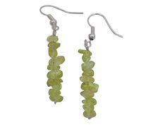 CuLtP Lange Kiesperlen-Anhänger, Baumelnde Haken-Ohrringe, Peridot-Olivin-Tropfenohrringe, Reiki-Balance-Kristall-Ohrringe, Edelstein-Yoga-Schmuck Für Frauen, Mädchen, Ehefrau, Geschenk