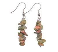 CuLtP Lange Kiesperlen-Anhänger, Baumelnde Haken-Ohrringe, Unakit-Tropfenohrringe, Reiki-Balance-Kristall-Ohrringe, Edelstein-Yoga-Schmuck Für Frauen, Mädchen, Ehefrau, Geschenk