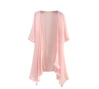 CuLtP Lange Wasserfall Strickjacke Für Damen Offene Vorderseite Boleros Achselzucken Oberteile Leichte Sommerjacke Staubmantel Strickjacke Lässiger Strand Cover Up Blusenmantel Dünn Rosa L