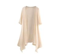 CuLtP Lange Wasserfall Strickjacke Für Damen Vorne Offen Boleros Achselzucken Oberteile Sommer Leichte Jacke Staubmantel Strickjacke Lässiger Strand Cover Up Blusenmantel Beige M