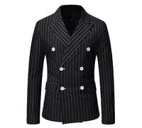 CuLtP Männer Blazer, Leichter Blazer Für Herren, Slim Fit Jacke, Langärmelig, Zweireihig, Maßgeschneiderter Blazer, Streifen, Strickjacke, Lässig, Business, Eleganter Anzug, Sportmantel, Abendessen,