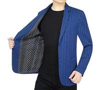 CuLtP Männer Blazer, Leichter Herren-Blazer, Reguläre Passform, Lange Ärmel, 2 Knöpfe, Dünn, Maßgeschneiderter Blazer, Streifen, Strickjacke, Lässig, Business, Eleganter Anzug, Sportmantel, Smoking