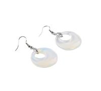 CuLtP Natürliche Opal-Tropfenohrringe Mit Donut-Anhänger, Baumelnde Hakenohrringe, Edelstein-Ohrringe, Kristall-Reiki-Balance-Chakra-Schmuck, Geschenk Für Mädchen, Mutter, Frau