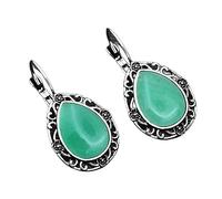 CuLtP Ohrringe Hängend,Vintage Wassertropfen Filigrane Anhänger Ohrhänger Ohrringe Grüne Jade Tropfen Ohrringe Antik Barock Stil Ohrringe Edelstein Ohrringe Schmuck Für Frauen Mädchen Geschenk