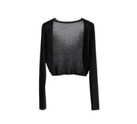 CuLtP Strickjacke Damen kurz,Damen Sommer Cardigan Langarm Häkel Bolero Jacken Häkel Transparente Offene Vorderseite Cardigans Modischer Bolero Schal Strandüberzug für Kleider Schwarz M