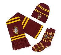 Culture Fly Harry Potter Schal Beanie Socken Premium Knit 3-teiliges Winter Bundle Geschenkset, Rot/Ausflug, einfarbig (Getaway Solids), Einheitsgröße