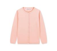 CUNYI Mädchen Rundhals-Strickjacke Leichter Baumwoll-Strickpullover zum Knöpfen mit Knöpfen Schuluniform Lässiger süßer Mantel Oberbekleidung, Hell-Pink 130