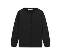 CUNYI Mädchen Rundhals-Strickjacke Leichter Baumwoll-Strickpullover zum Knöpfen mit Knöpfen Schuluniform Lässiger süßer Mantel Oberbekleidung, Schwarz 170