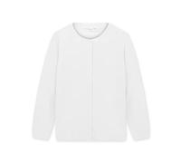 CUNYI Mädchen Rundhals-Strickjacke Leichter Baumwoll-Strickpullover zum Knöpfen mit Knöpfen Schuluniform Lässiger süßer Mantel Oberbekleidung, Weiß 150