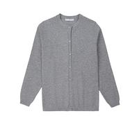 CUNYI Mädchen Rundhals-Strickjacke Leichter Baumwoll-Strickpullover zum Knöpfen mit Knöpfen Schuluniform Lässiger süßer Mantel Oberbekleidung, Lichtgrau 110