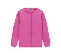 CUNYI Mädchen Rundhals-Strickjacke Leichter Baumwoll-Strickpullover zum Knöpfen mit Knöpfen Schuluniform Lässiger süßer Mantel Oberbekleidung, Rosa 130