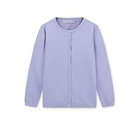 CUNYI Mädchen Rundhals-Strickjacke Leichter Baumwoll-Strickpullover zum Knöpfen mit Knöpfen Schuluniform Lässiger süßer Mantel Oberbekleidung, Violett 120