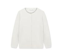 CUNYI Mädchen Rundhals-Strickjacke Leichter Baumwoll-Strickpullover zum Knöpfen mit Knöpfen Schuluniform Lässiger süßer Mantel Oberbekleidung, Elfenbein 140