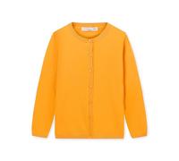 CUNYI Mädchen Rundhals-Strickjacke Leichter Baumwoll-Strickpullover zum Knöpfen mit Knöpfen Schuluniform Lässiger süßer Mantel Oberbekleidung, Senf 160