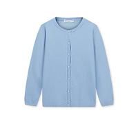 CUNYI Mädchen Rundhals-Strickjacke Leichter Baumwoll-Strickpullover zum Knöpfen mit Knöpfen Schuluniform Lässiger süßer Mantel Oberbekleidung, Blau 120