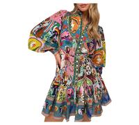 CUOREZ Langärmeliges plissiertes Kleid für Herbst und Winter, Bildfarbe, X-Large