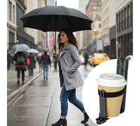 Cupbrella Automatik Regenschirm mit Getränkehalter: Bleiben Sie trocken & haben Sie die Hand frei - ein zuverlässiger Regenschutz