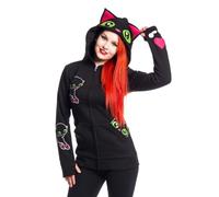 Cupcake Cult Black Cat Hood Damen-Kapuzenjacke - schwarz S