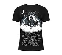 Cupcake Cult Black is My Happy Color Punk Gotisch Dunkles Einhorn T-Shirt - Schwarz (L)