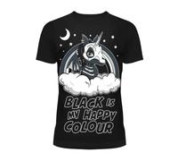 Cupcake Cult Black is My Happy Color Punk Gotisch Dunkles Einhorn T-Shirt - Schwarz (XL)