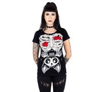 Cupcake Cult Ribcage Bat T-Shirt, Black, L - UK 14