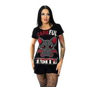 Cupcake Cult T-Shirt - Vorsicht, ich beiße! Gothic-T-Shirt aus schwarzer Baumwolle, Unisex, Größe XL