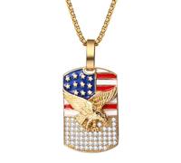 Cupimatch Amerikanische Flagge Halskette Gold Adler-Anhänger Usa Flaggen-Halskette mit Zirkonia
