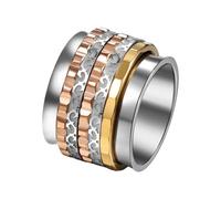 Cupimatch Anti Angst Ring Damen: Stressabbau drehbar Tricolor Daumenring Edelstahl Fidget Spinner Ring Vintage EMO Gothic Schmuck Geschenke für Frauen Größe 57