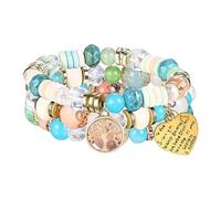 Cupimatch Boho Armband Damen Bunt 3 Stück Perlenarmbänder im Boho Stil Mehrschichtiges Stretch Perlenarmband Set Boho Schmuck für Mädchen Frauen