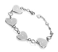 Cupimatch Damen Armband, Edelstahl mit Herz Lieben Form Anhänger Armreif Armkette Panzerarmband mit Englische Bibel Kreuz Schrift Lasergravur, silber