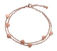 Cupimatch Damen Armband Fußkette Herzen Armkette Armschmuck, Doppelt Kette Armband für Frauen Mädchen Armreif Silber, Rosegold