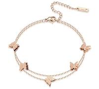 Cupimatch Damen Armband Herzen Armkette Armschmuck Fußkette, Doppelt Kette Armband für Frauen Mädchen Armreif Silber, Rosegold