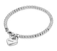 Cupimatch Herz Armband Damen mit Gravur, Edelstahl Charmsarmband Kugel Armkette Perlenarmband silber rosegold Geschenk für Mädchen